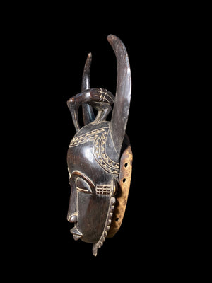 Yaoure Passport Mask with Hornbill | Côte d'Ivoire | 52cm | Carved Wood