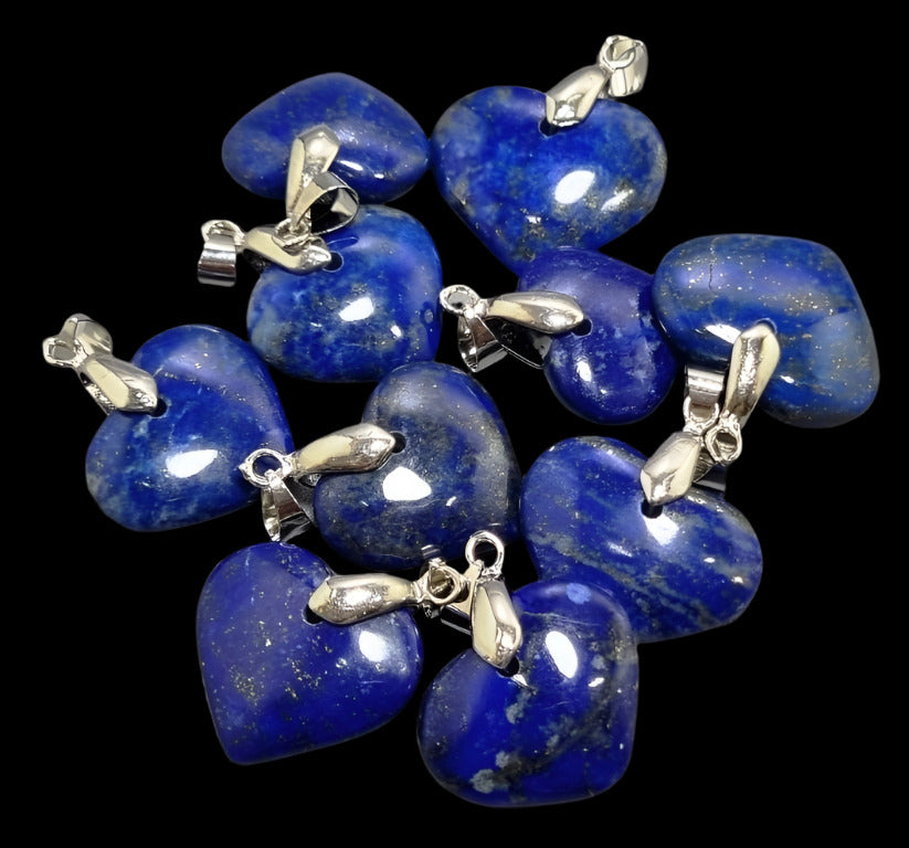 Natural Lapis Lazuli Heart Pendant - Hand-Carved Gemstone