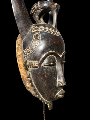 Yaoure Passport Mask with Hornbill | Côte d'Ivoire | 52cm | Carved Wood