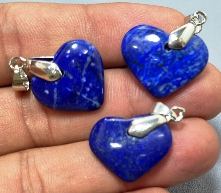 Natural Lapis Lazuli Heart Pendant - Hand-Carved Gemstone