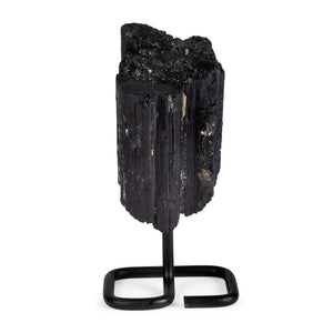 Black Tourmaline on Metal Base – Raw Crystal Display Specimen