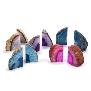 Brazilian Agate Bookends | Polished Crystal Geode Pair (1–2kg)