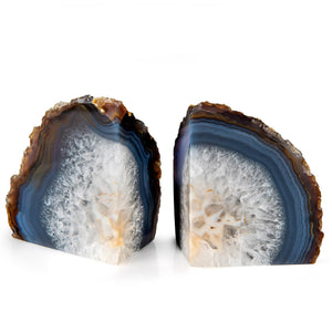 Brazilian Agate Bookends | Polished Crystal Geode Pair (1–2kg)