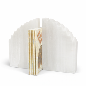 Selenite Natural Edge Bookends – Polished & Raw Crystal Pair
