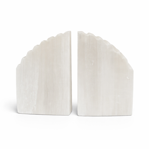 Selenite Natural Edge Bookends – Polished & Raw Crystal Pair