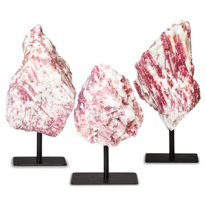 Pink Tourmaline Specimen on Metal Base | Brazilian Crystal Display Piece