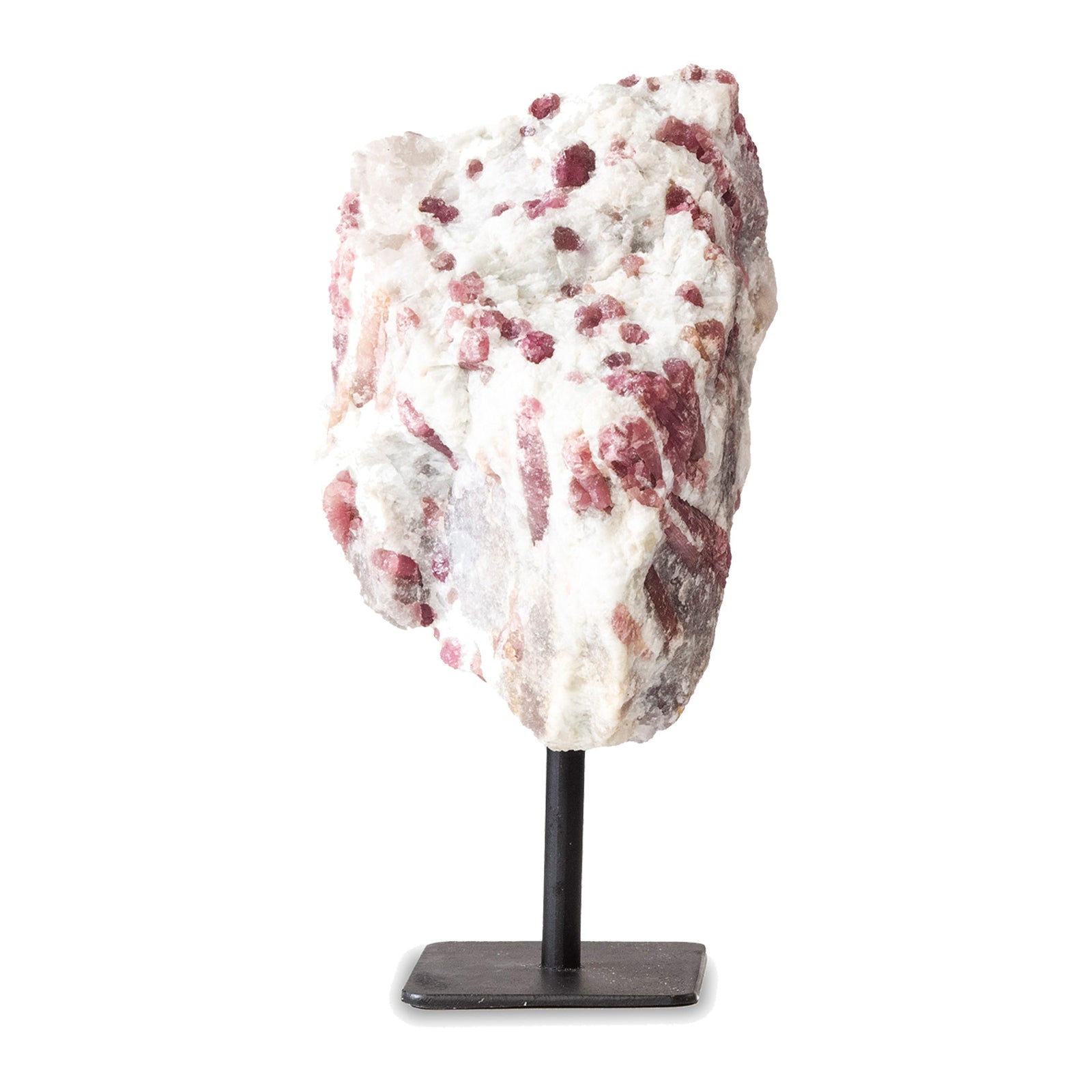 Pink Tourmaline Specimen on Metal Base | Brazilian Crystal Display Piece