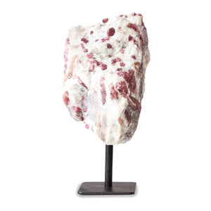 Pink Tourmaline Specimen on Metal Base | Brazilian Crystal Display Piece
