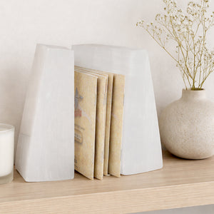 Selenite Wedge Bookends – Natural Crystal Pair