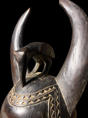 Yaoure Passport Mask with Hornbill | Côte d'Ivoire | 52cm | Carved Wood